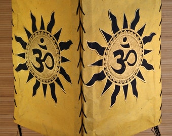 Lampshade made of Lokta paper ~ OM ~ Nepal (1365)