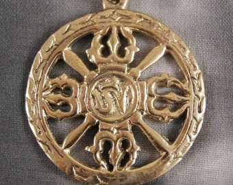 Amulet double dorje with OM in brass (1151)