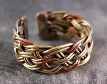 Braided ring ~ 3 metals ~ Tibet Nepal (1039)