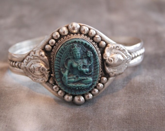 Wide Tara Bangle ~ Turquoise ~ Handmade from Nepal (1513)