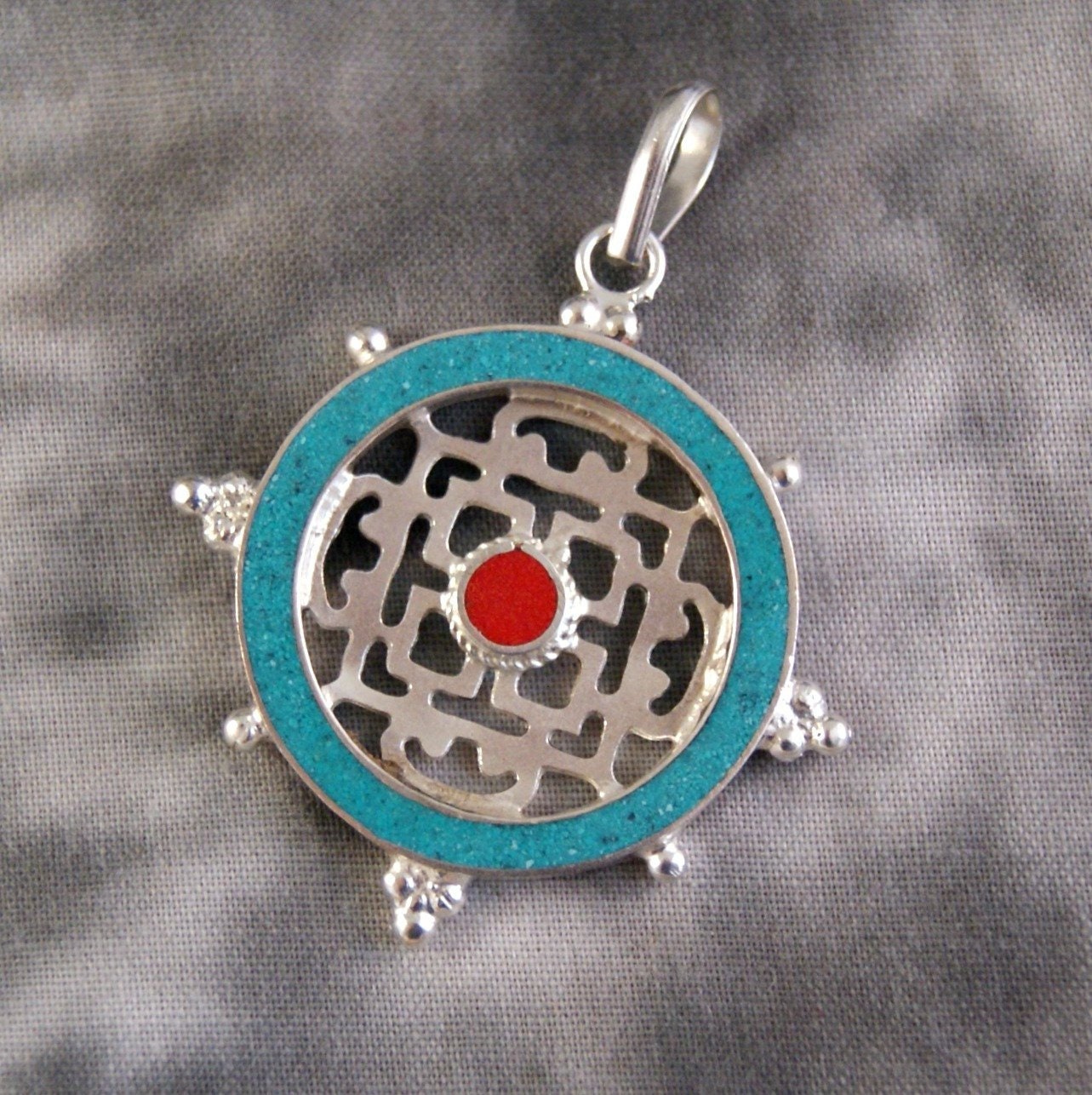 Collana Uomo/Donna Con Ciondolo Ruota Del Dharma - Amuleto Buddista Portafortuna - SMITH