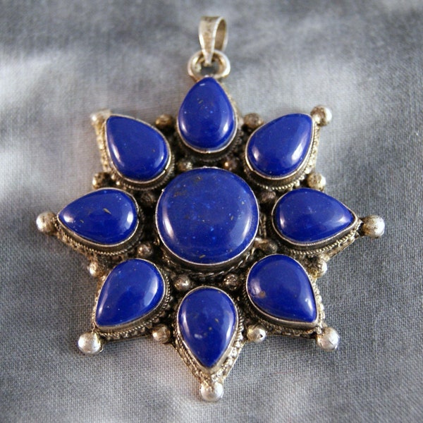 Anhänger 9 Lapislazuli ~ Silber ~ Nepal (1020)