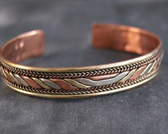 Copper bangle ~ 3 metals ~ Nepal (688)