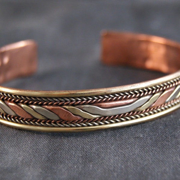 Copper Bangle ~ 3 Metals ~ Nepal (688)