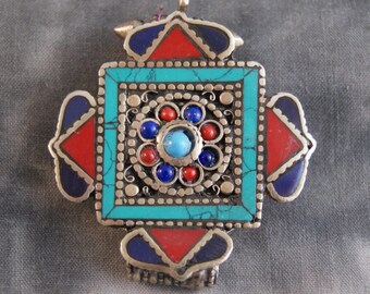 Amuleto Gau ~ Mandala di loto ~ Scatola di preghiera ~ Ghau ~ Tibet (1062)