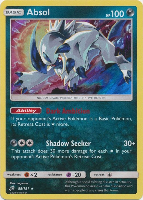 Ultra Rare Legendary Absol Pokemon Shiny Collectible Trainer Etsy