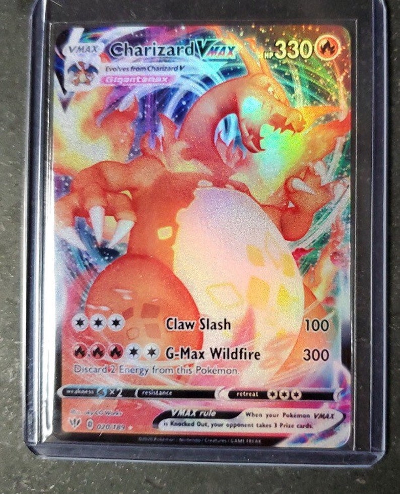 Rare Charizard Vmax holo Legendary Pokemon Shiny Collectible | Etsy