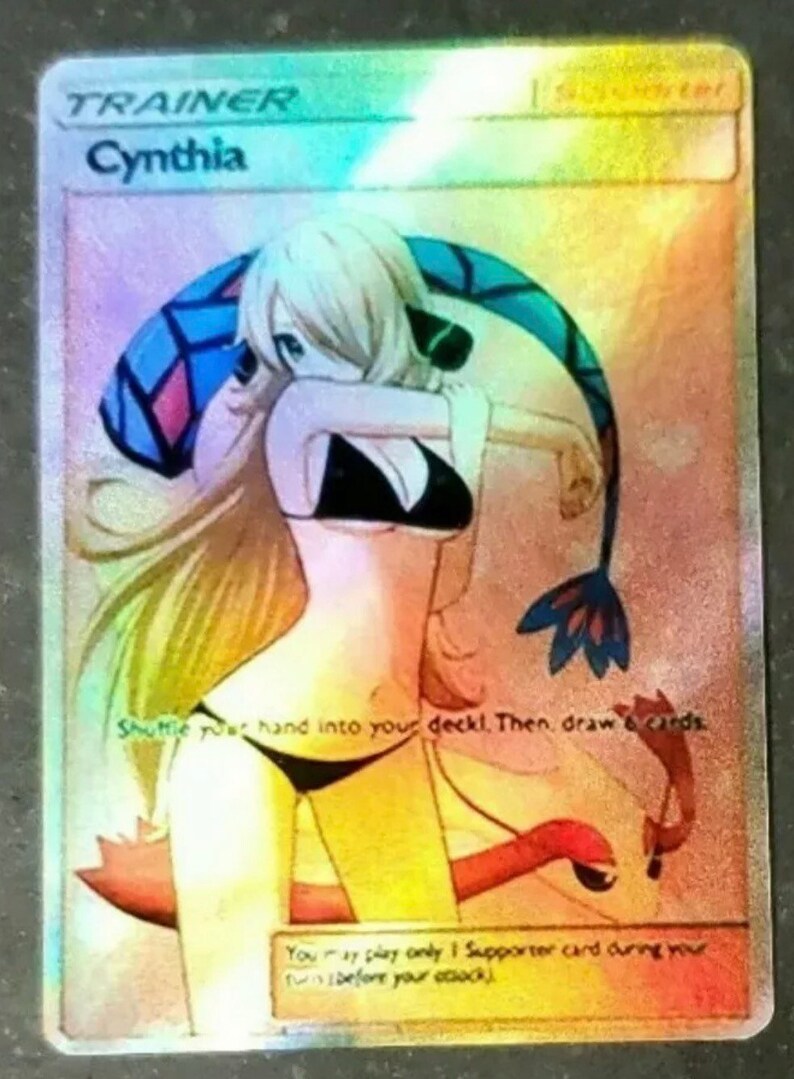 Rare Holo Pokemon Cynthia Gx Collectible Trainer Exotic Etsy