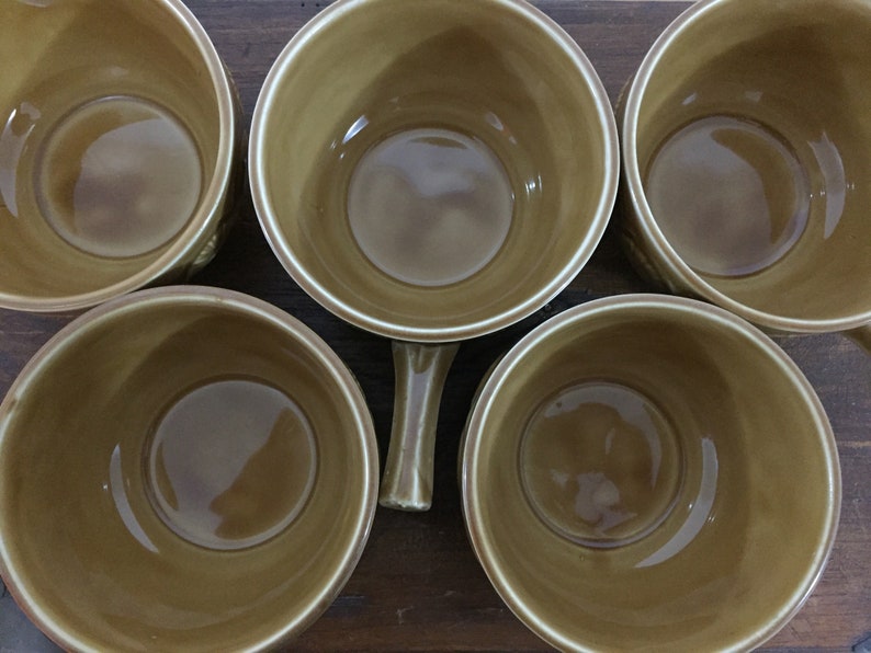 Set of 5 Vintage Retro Tams England Mustard Soup Bowls with Handles