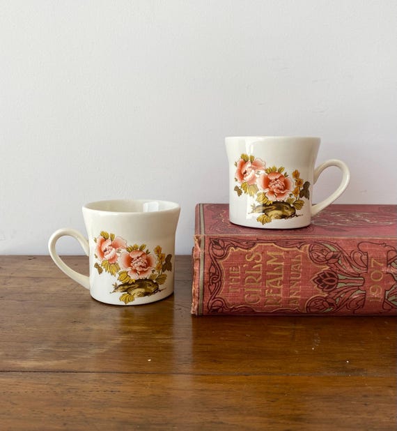 Set of Two Vintage Floral Mugs