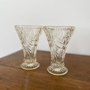 Two Vintage Depression Glass Decorative Vases