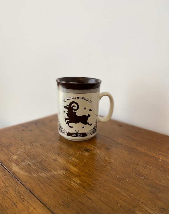 Vintage Aries Zodiac Mug: Ceramic Starsign Coffee Cup