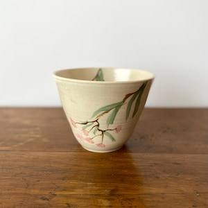 Handmade Pottery Bowl with Pink Eucalytus Gum Flower