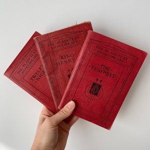Antique Shakespeare Play Books, The Plain Text Shakespeare, The Tempest, Twelfth Night, King Henry V