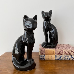 Pair of Vintage Ceramic Black Cats
