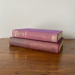 Vintage Purple Book Stack, Two Purple Hardcover Vintage Books, Mary Queen of Scots Book, The Fortunes of Richard Mahony Novel