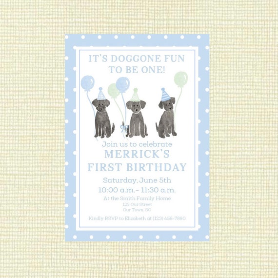 Puppy Party Birthday Party Invitation Doggone Fun to Be One Etsy