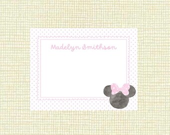 Child thank you notes-  blank (birthday invitation coordinating note cards): Mouse girly party