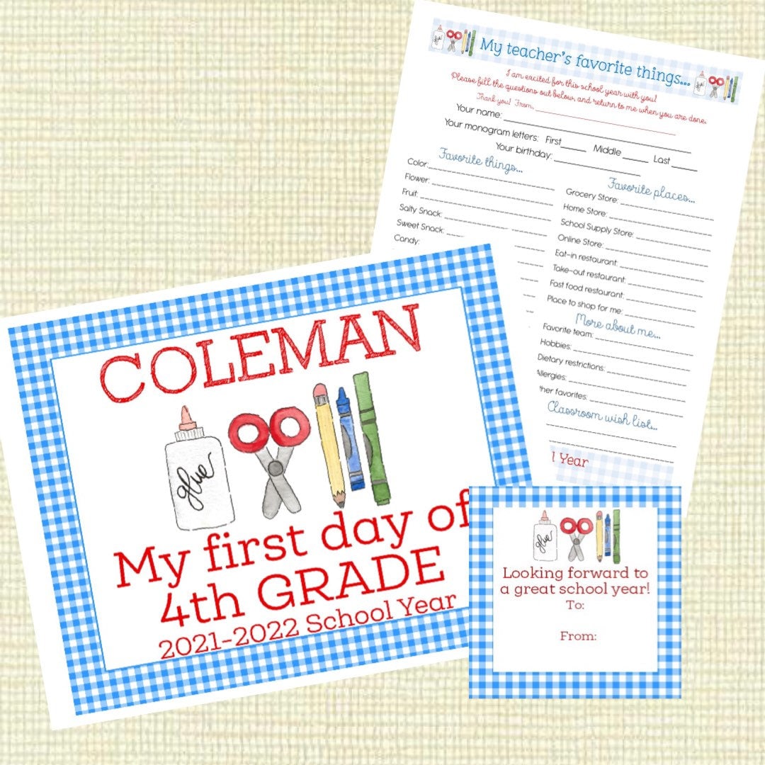 1st day of school sets school supplies bright blue Etsy