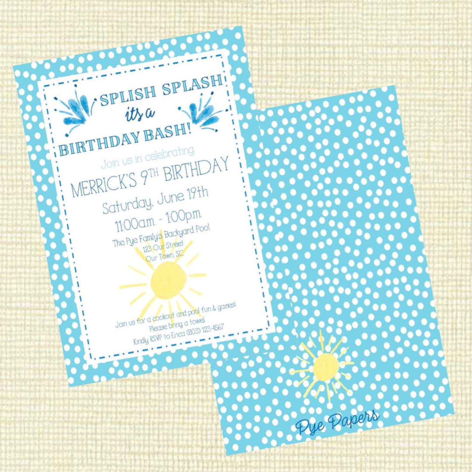 Splish Splash Birthday Party Invitation Pool Party Splash - Etsy