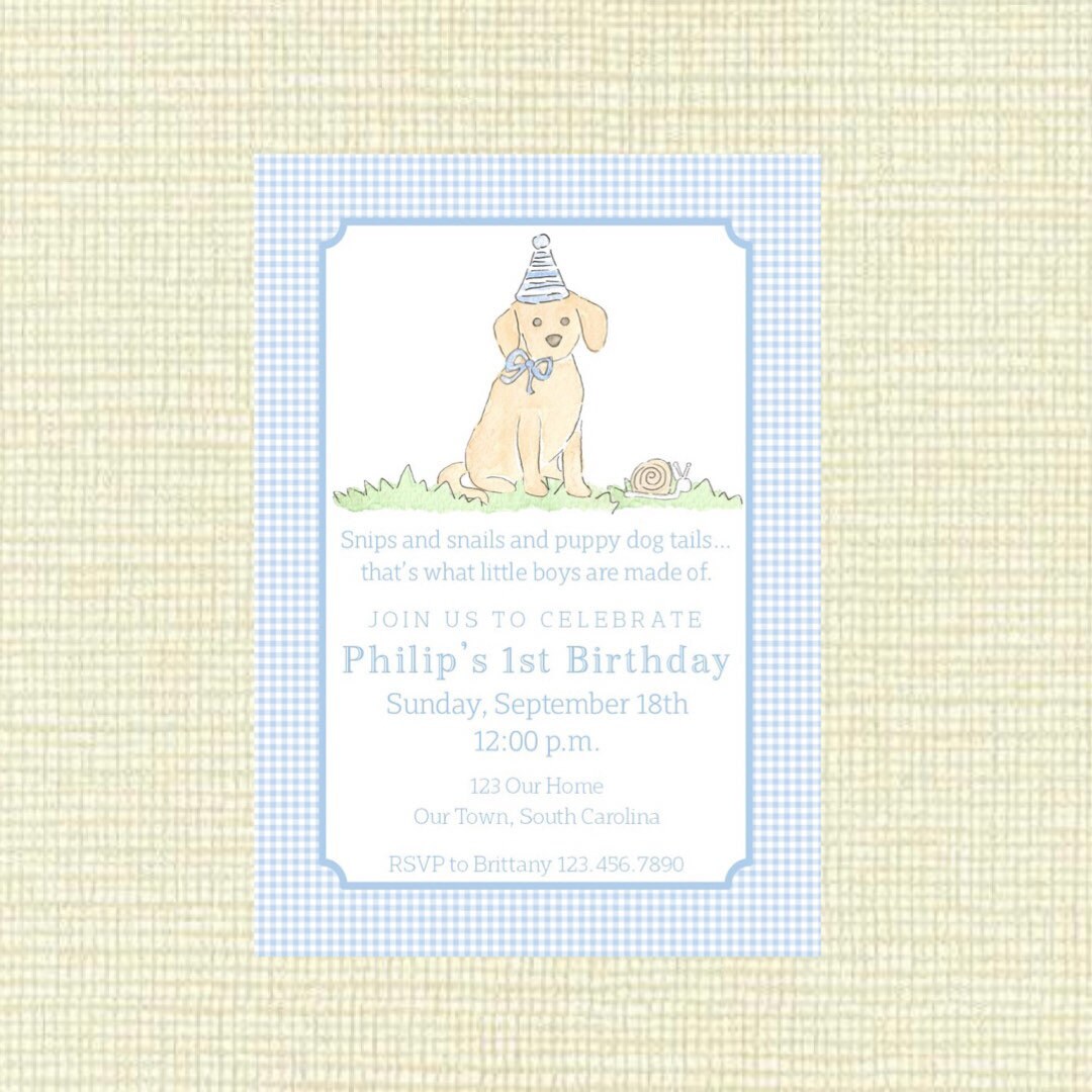Snips and Snails and Puppy Dog Tails Birthday Party Invitation Etsy