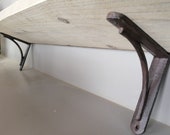 2 shelf supports cast iron, with or without vintage wood shelf