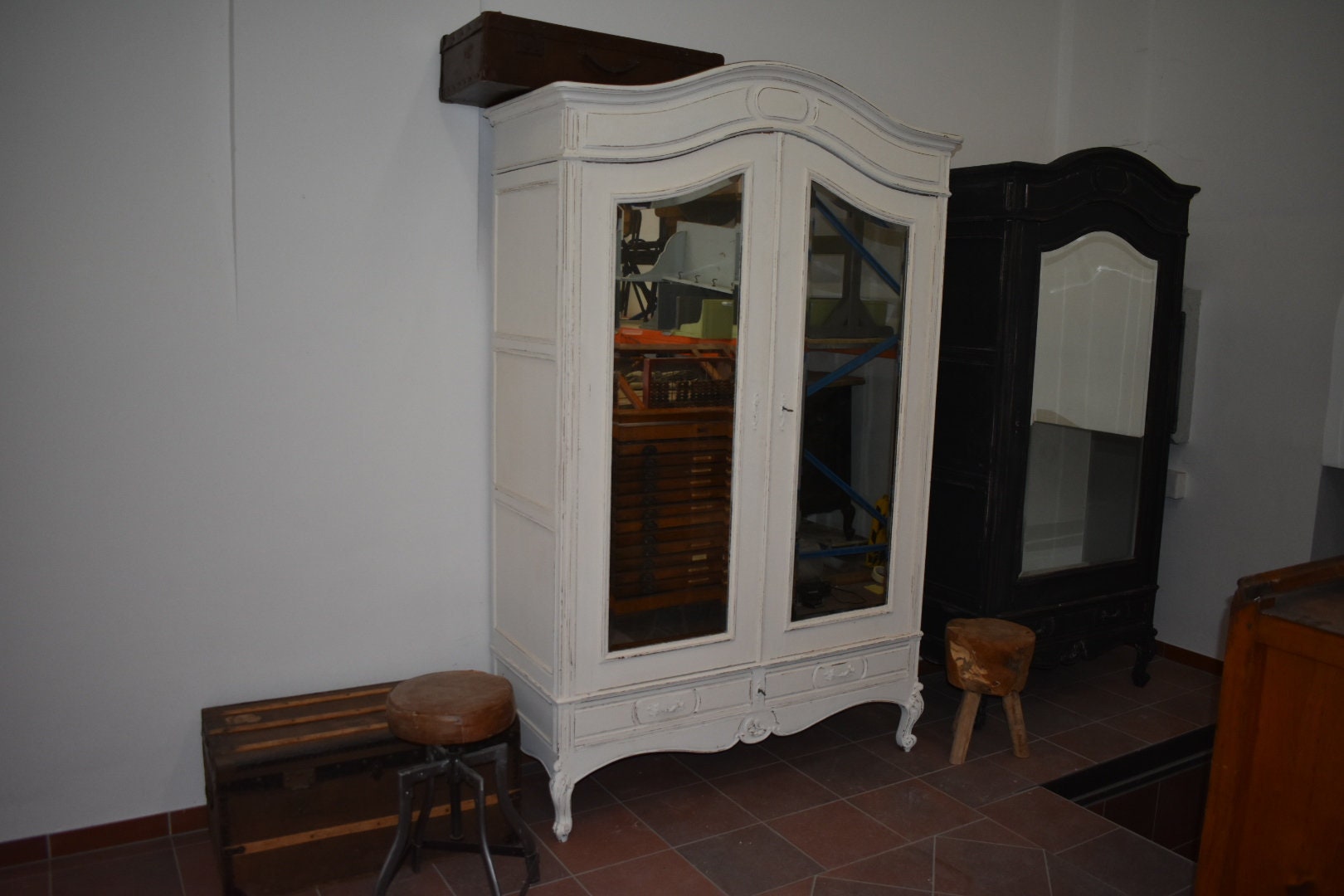 White Antique Cabinet Shabby Chic Wardrobe Wardrobe Closet Etsy