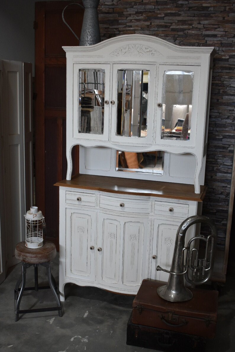 White Vintage Kitchen Cabinet Shabby Chic Buffet Cupboard Etsy