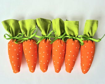 6 mini Easter bags, carrot bags, carrot pouches, carrots, Easter ornaments, carrot sacks, carrot bags
