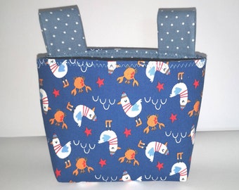 Balance bike bag, bicycle bag, handlebar bag, scooter bag, storage bag, children's bag, nautical motif, crab, sea, sailboat, seagull