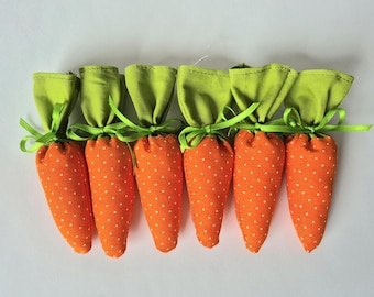 6 mini Easter bags, carrot bags, carrot pouches, carrots, Easter ornaments, carrot sacks, carrot bags
