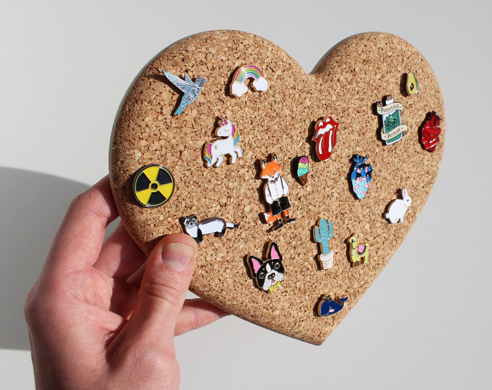 Heart Shaped Cork Board Enamel Pin Display Etsy