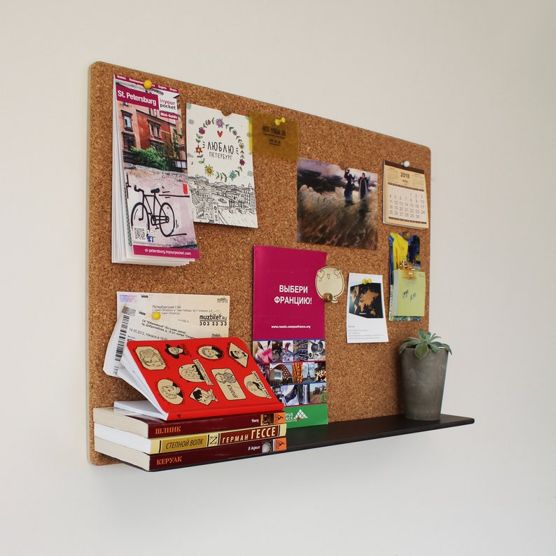 Cork Board with shelf Bullletin Pin board for Notice Memo Etsy