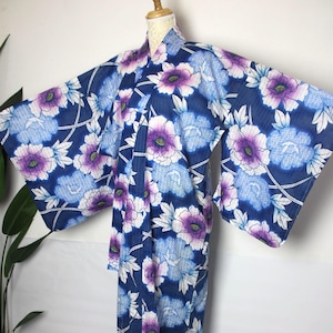 Japanese Yukata Summer Kimono Cotton Flower Motif Pattern Bon Odori Matsuri Festival vintage UKT02052504