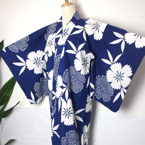 Japanese Yukata Summer Kimono Cotton Flower Motif Pattern Bon Odori Matsuri Festival vintage UKT02052503