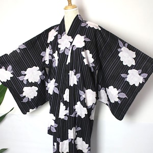 Japanese Yukata Summer Kimono Cotton Flower Pattern Bon Odori Matsuri Festival vintage UKT01052505