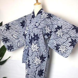 Japanese Yukata Summer Kimono Cotton Flower Motif Pattern Bon Odori Matsuri Festival vintage UKT02052506