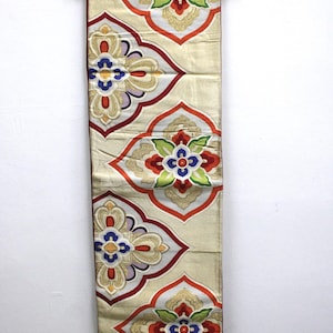 Vintage Silk Kimono Obi Belt &#39;Fukuro-Obi&#39; Gold Floral Bold Embroidered JOBI16022511