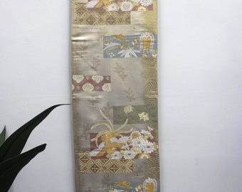 多色花柄刺繍 袋帯 アイボリー 花柄刺繍 袋帯