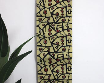 Vintage Silk Kimono Obi Belt \'Fukuro-Obi\' with gold silver threads, wave pattern Japanese Kimono Vintage Fukuro Obi - Silver, Orange & Yellow  main image 4