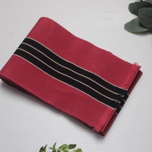 Japanese Hanhaba Half-Width Obi for Yukata Tsumugi Kimono Sash Belt Fabric Wool Pink Black Striped HHBA11052519