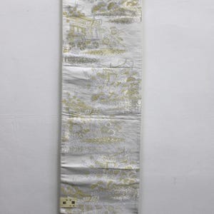 Vintage Kimono Obi Belt &#39;Fukuro-Obi&#39; Silver Gray Abstract Embroidered JOBI02032510