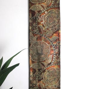 Vintage Silk Kimono Obi Belt &#39;Fukuro-Obi&#39; Bronze Copper Black Embroidered Floral Geometric JOBI17042507