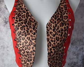 80s Vintage Leopard Print Leather Moto Vest - Women's Small - Etsy