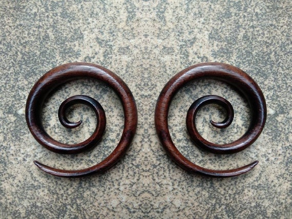 Organic Ebony Wood Spiral Taper 6G 4mm Sold as a Pair