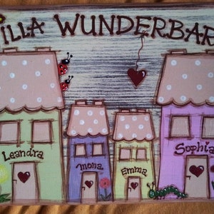 Shabby Chic Türschild aus Holz mit Namen Bild 2