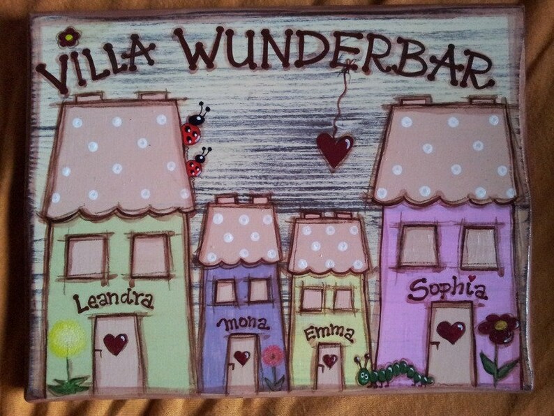 Shabby Chic Türschild aus Holz mit Namen Bild 2