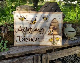 Shabby Chic Warnschild Bienen