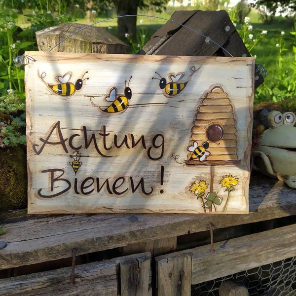 Shabby chic warning sign bees