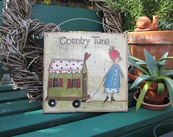 Shabby Chic Schild "Country Time"